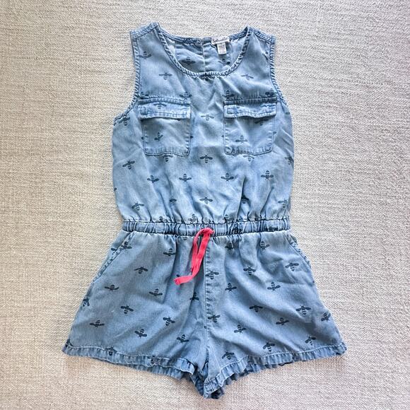 Spendid Blue Bumblebee Lyocell Romper VGUC Girl's size 10 - Picture 1 of 9